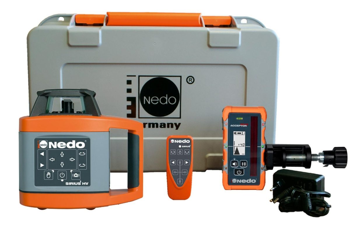 NEDO SIRIUS 1 HV (MAXX) im Set mit Kurbelstativ und Flexilatte – Rotationslaser horizontal vertikal